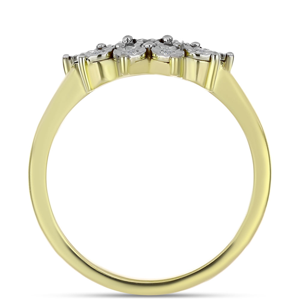 Inel din Argint 925 Placat cu Aur ( 3.5 grame ) cu Diamant Alb și Topaz Alb 0.26 Carate 10 