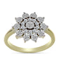 Inel din Argint 925 Placat cu Aur ( 3.5 grame ) cu Diamant Alb și Topaz Alb 0.26 Carate