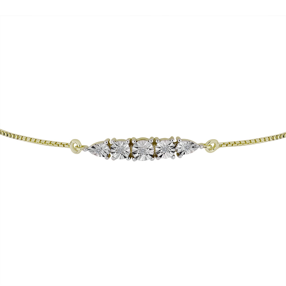 Brățară din Argint 925 Placat cu Aur ( 3.06 grame ) cu Diamant Alb 0.04 Carate 3 