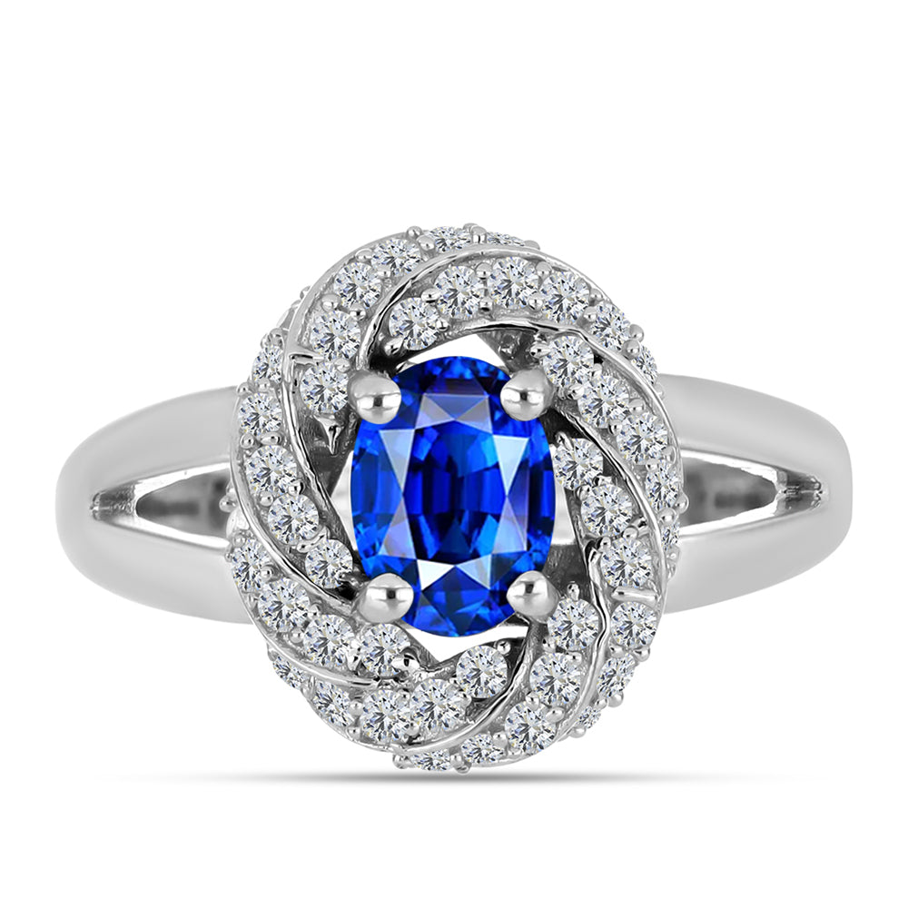 Inel din Argint 925 ( 4.23 grame ) cu Safir Albastru Australian și Topaz Alb 1.74 Carate 1 