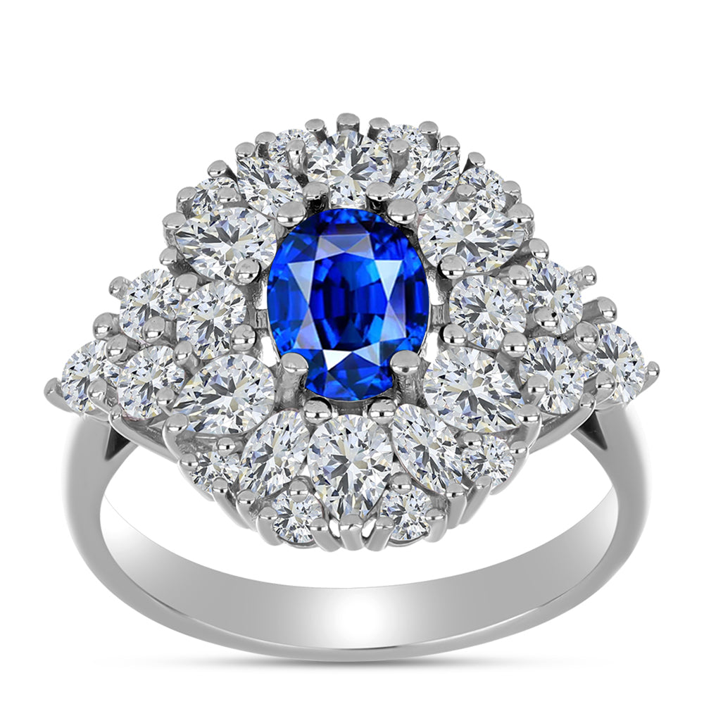 Inel din Argint 925 ( 4.21 grame ) cu Safir Albastru Australian și Topaz Alb 4.54 Carate 3 