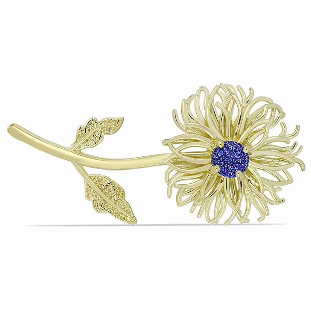 Broşă din Argint 925 Placat cu Aur ( 5.65 grame ) cu Drusă Violet 0.96 Carate