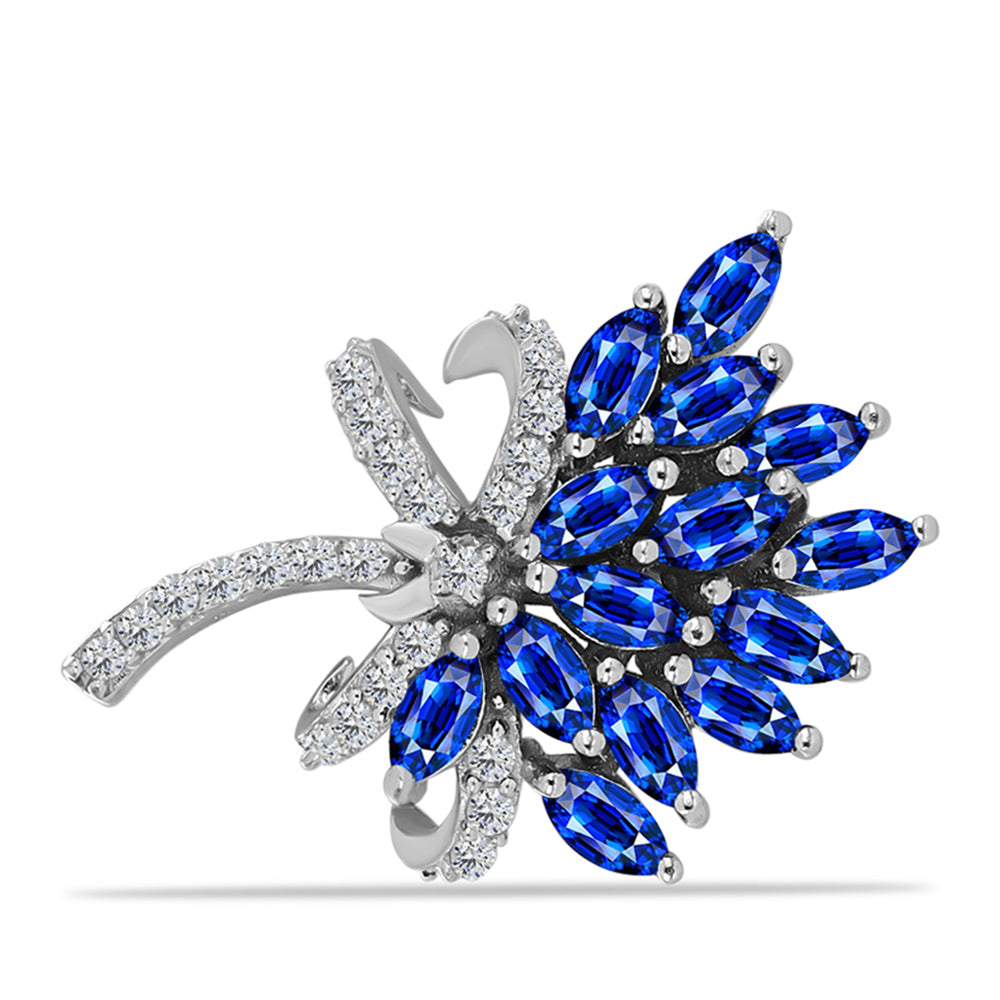 Broşă din Argint 925 ( 2.58 grame ) cu Safir Albastru Australian și Topaz Alb 1.9 Carate 1 