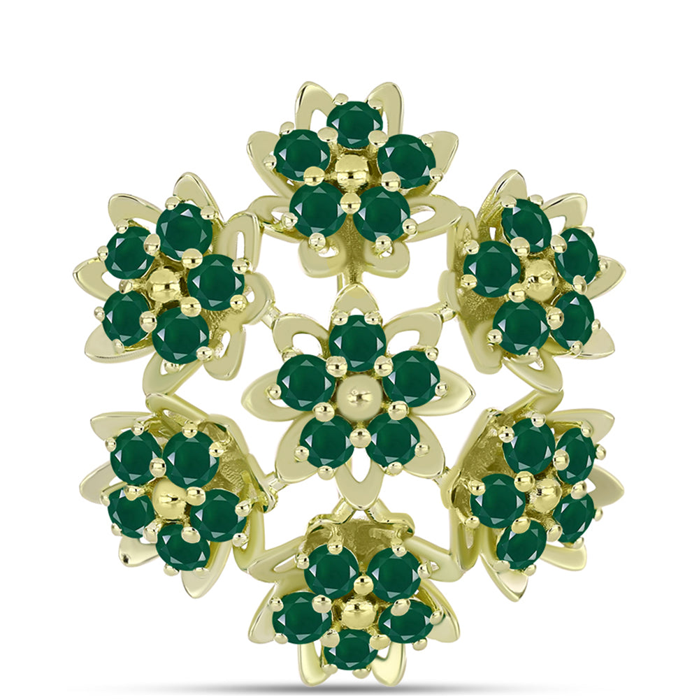 Broşă din Argint 925 Placat cu Aur ( 9.31 grame ) cu Agat Verde 3.91 Carate 1 