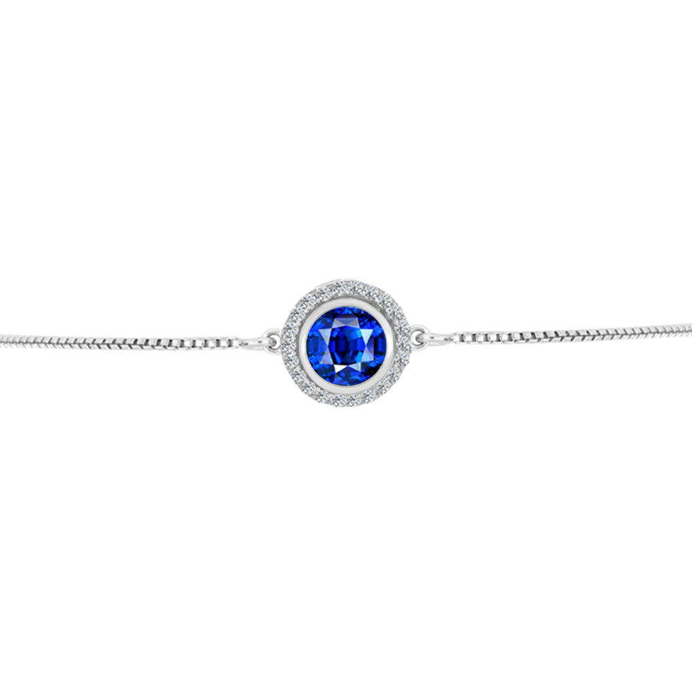 Brățară din Argint 925 ( 2.89 grame ) cu Safir Albastru Australian și Topaz Alb 1.31 Carate 2 