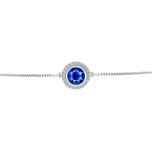 Brățară din Argint 925 ( 2.89 grame ) cu Safir Albastru Australian și Topaz Alb 1.31 Carate