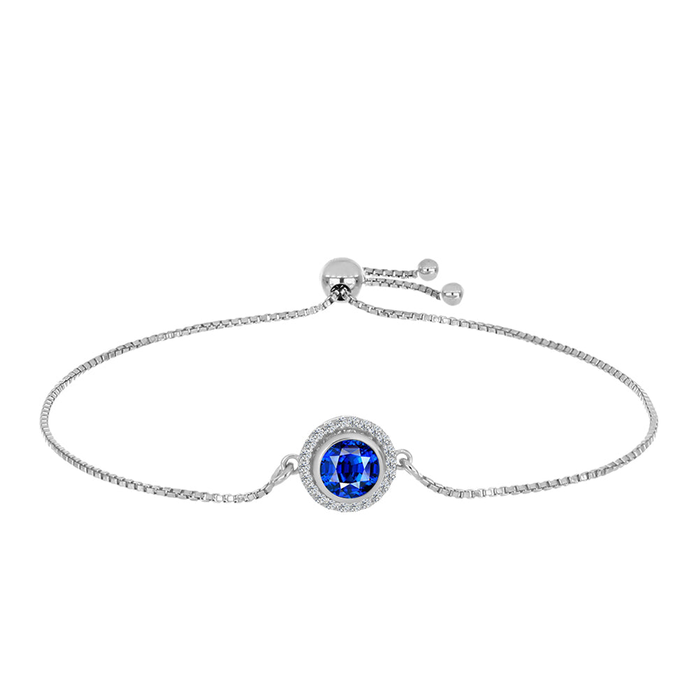 Brățară din Argint 925 ( 2.89 grame ) cu Safir Albastru Australian și Topaz Alb 1.31 Carate 1 