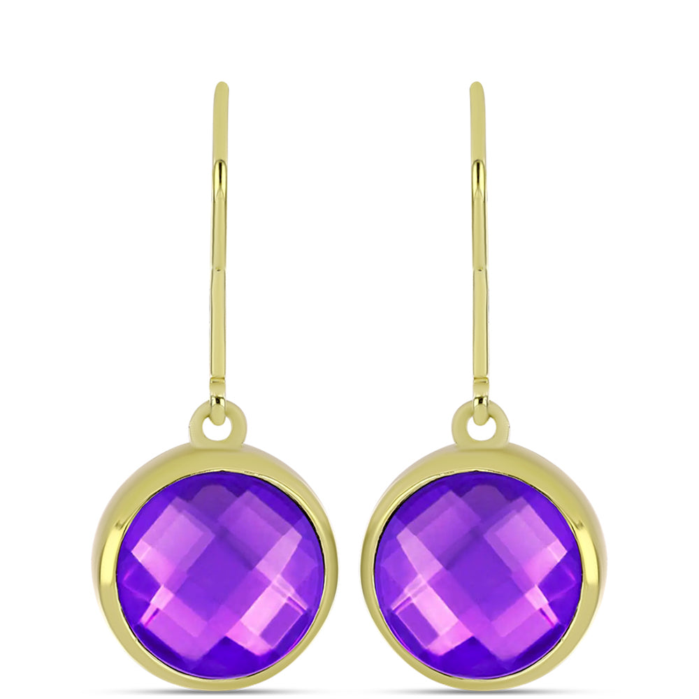 Cercei din Argint 925 Placat cu Aur ( 3.61 grame ) cu Agat Violet 6.33 Carate 1 