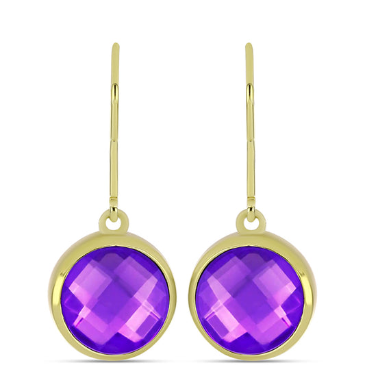Cercei din Argint 925 Placat cu Aur ( 3.61 grame ) cu Agat Violet 6.33 Carate