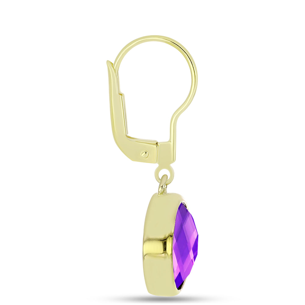Cercei din Argint 925 Placat cu Aur ( 3.61 grame ) cu Agat Violet 6.33 Carate