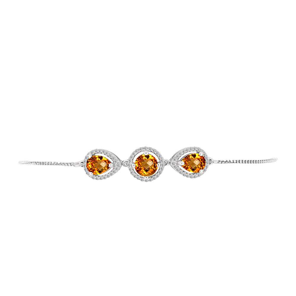 Brățară din Argint 925 ( 4.01 grame ) cu Citrin Madeira și Topaz Alb 2.53 Carate 2 