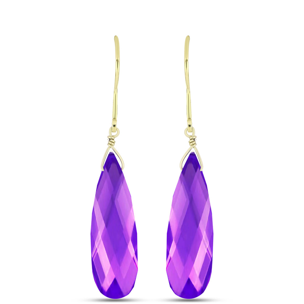 Cercei din Argint 925 Placat cu Aur ( 1.03 grame ) cu Agat Violet 24.94 Carate 1 