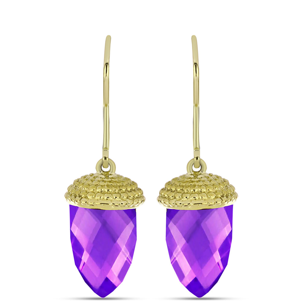 Cercei din Argint 925 Placat cu Aur ( 4.33 grame ) cu Agat Violet 13.67 Carate 1 