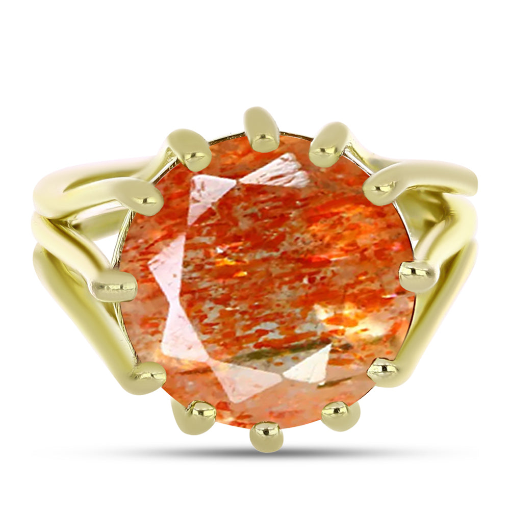 Inel din Argint 925 Placat cu Aur ( 5.17 grame ) cu Piatra Soarelui Oregon 6.8 Carate 5 
