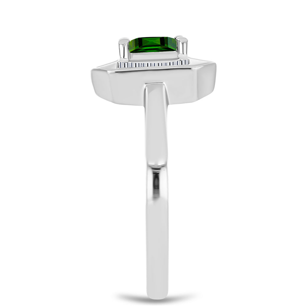 Inel din Argint 925 ( 3.46 grame ) cu Cromdiopsid și Zircon Alb 1.47 Carate