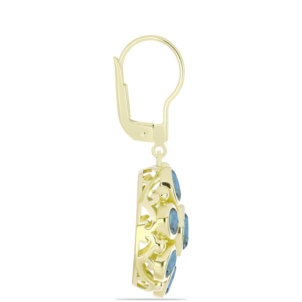 Cercei din Argint 925 Placat cu Aur ( 7.45 grame ) cu Labradorit 6.49 Carate 2 