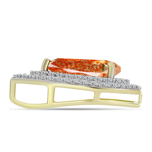 Pandantiv din Argint 925 Placat cu Aur ( 2.5 grame ) cu Piatra Soarelui Oregon și Topaz Alb 3.49 Carate
