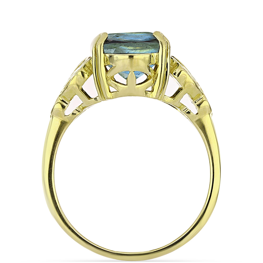 Inel din Argint 925 Placat cu Aur ( 4.65 grame ) cu Labradorit 6.55 Carate