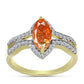Inel din Argint 925 Placat cu Aur ( 3.58 grame ) cu Piatra Soarelui Oregon și Topaz Alb 1.96 Carate