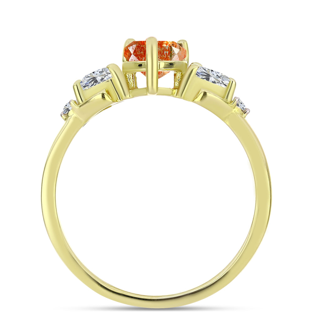 Inel din Argint 925 Placat cu Aur ( 2.14 grame ) cu Piatra Soarelui Oregon și Topaz Alb 1.33 Carate 2 