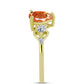 Inel din Argint 925 Placat cu Aur ( 2.14 grame ) cu Piatra Soarelui Oregon și Topaz Alb 1.33 Carate