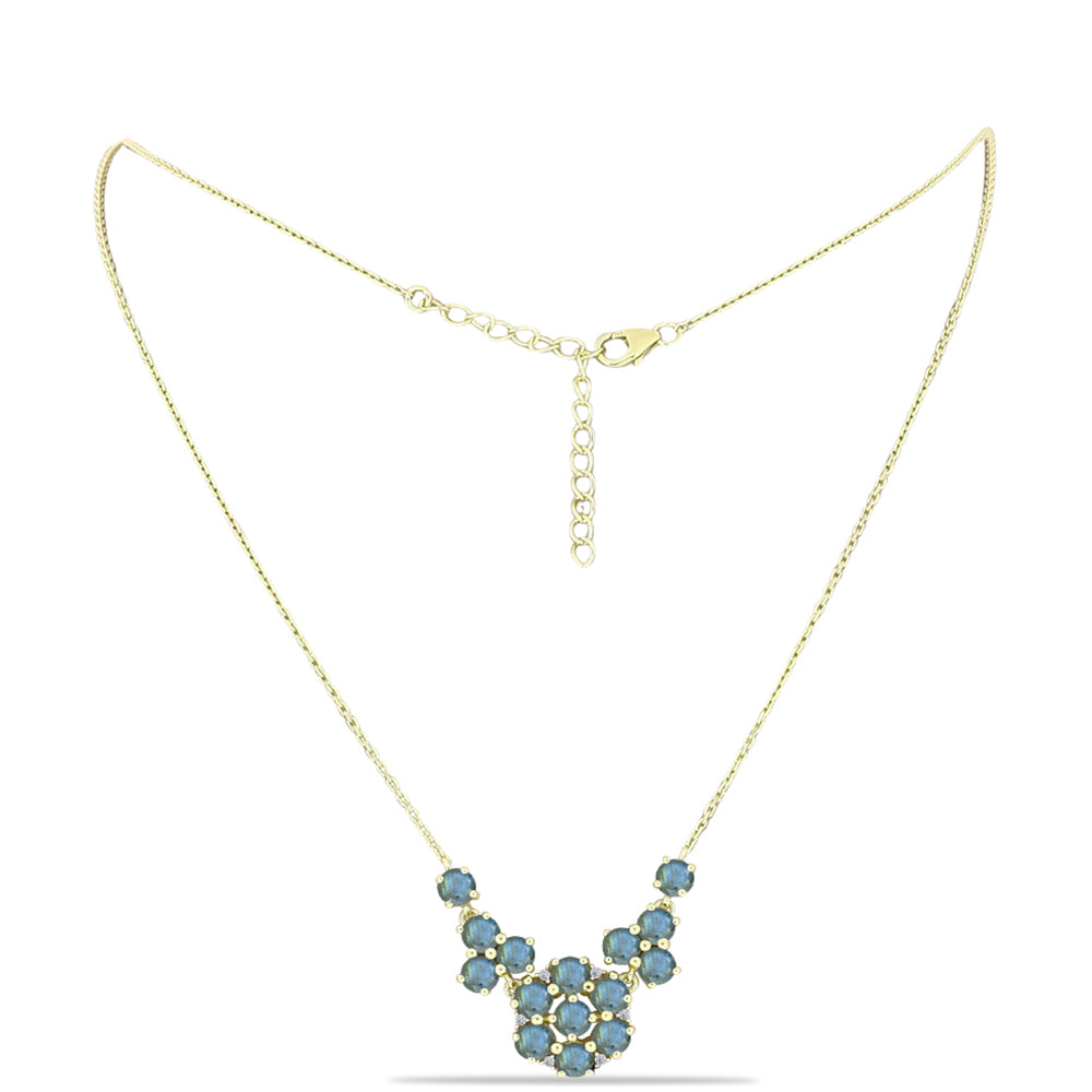 Colier din Argint 925 Placat cu Aur ( 5.58 grame ) cu Labradorit și Topaz Alb 3.99 Carate 1 
