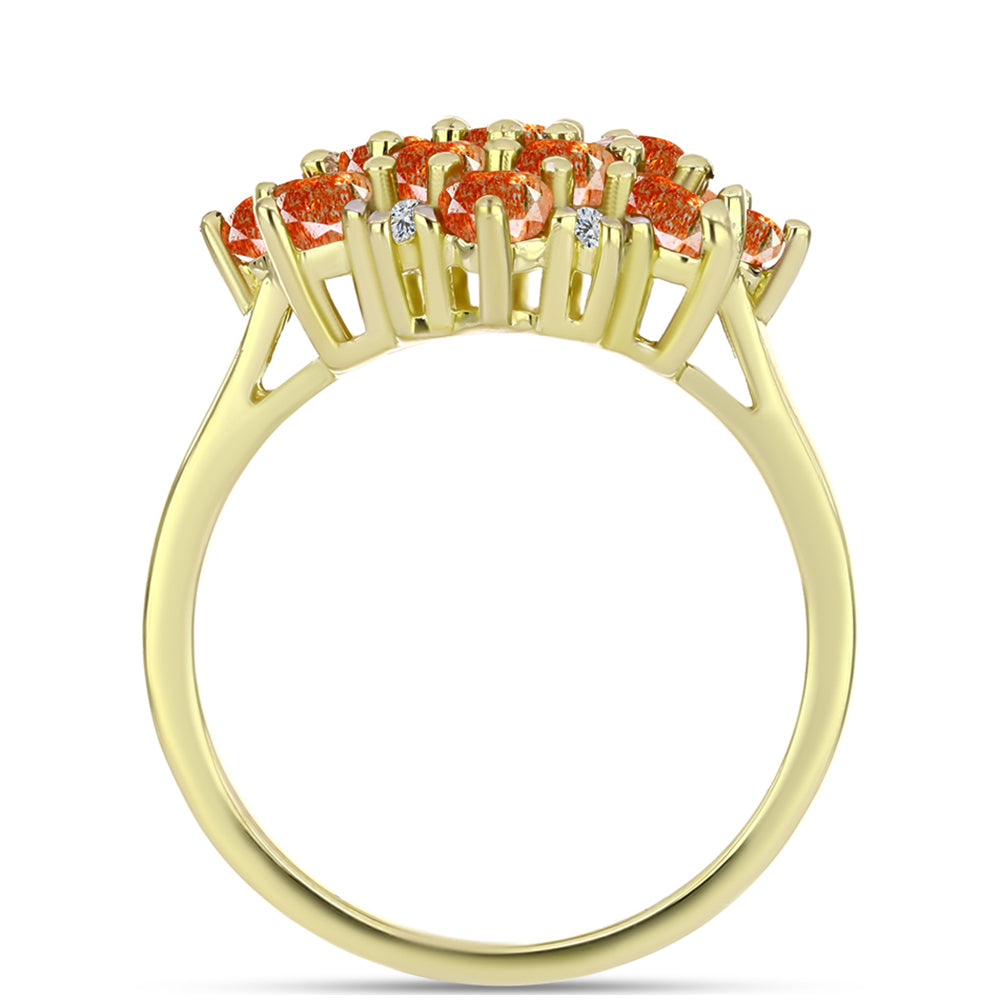 Inel din Argint 925 Placat cu Aur ( 3.49 grame ) cu Piatra Soarelui Oregon și Topaz Alb 2.3 Carate 2 