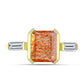 Inel din Argint 925 Placat cu Aur ( 2.9 grame ) cu Piatra Soarelui Oregon și Topaz Alb 2.54 Carate