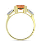 Inel din Argint 925 Placat cu Aur ( 2.9 grame ) cu Piatra Soarelui Oregon și Topaz Alb 2.54 Carate