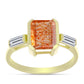 Inel din Argint 925 Placat cu Aur ( 2.9 grame ) cu Piatra Soarelui Oregon și Topaz Alb 2.54 Carate