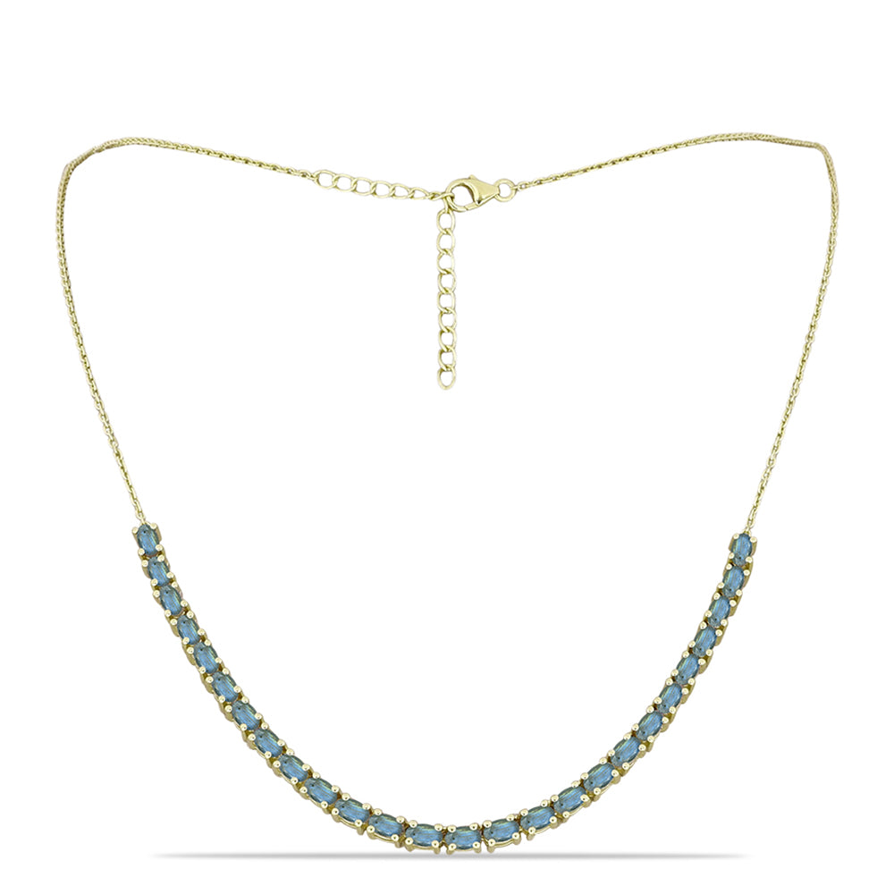 Colier din Argint 925 Placat cu Aur ( 8.04 grame ) cu Labradorit 6.36 Carate 1 