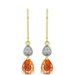 Cercei din Argint 925 Placat cu Aur ( 1.98 grame ) cu Piatra Soarelui Oregon și Topaz Alb 2.04 Carate