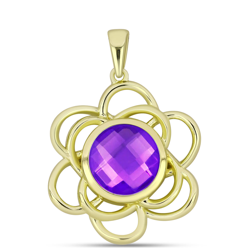 Pandantiv din Argint 925 Placat cu Aur ( 3.94 grame ) cu Agat Violet 2.42 Carate 1 