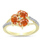Inel din Argint 925 Placat cu Aur ( 2.28 grame ) cu Piatra Soarelui Oregon și Topaz Alb 1.5 Carate