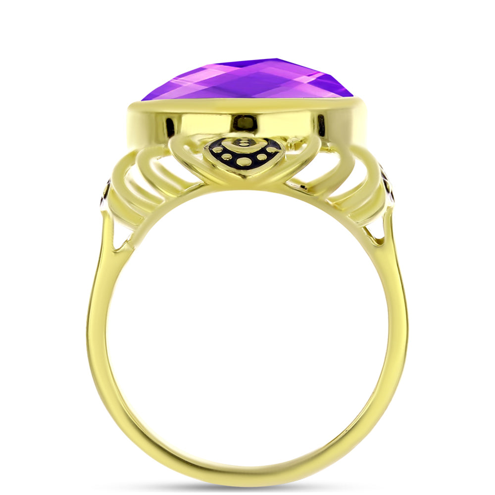 Inel din Argint 925 Placat cu Aur ( 6.39 grame ) cu Agat Violet 8.83 Carate 2 