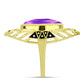 Inel din Argint 925 Placat cu Aur ( 6.39 grame ) cu Agat Violet 8.83 Carate