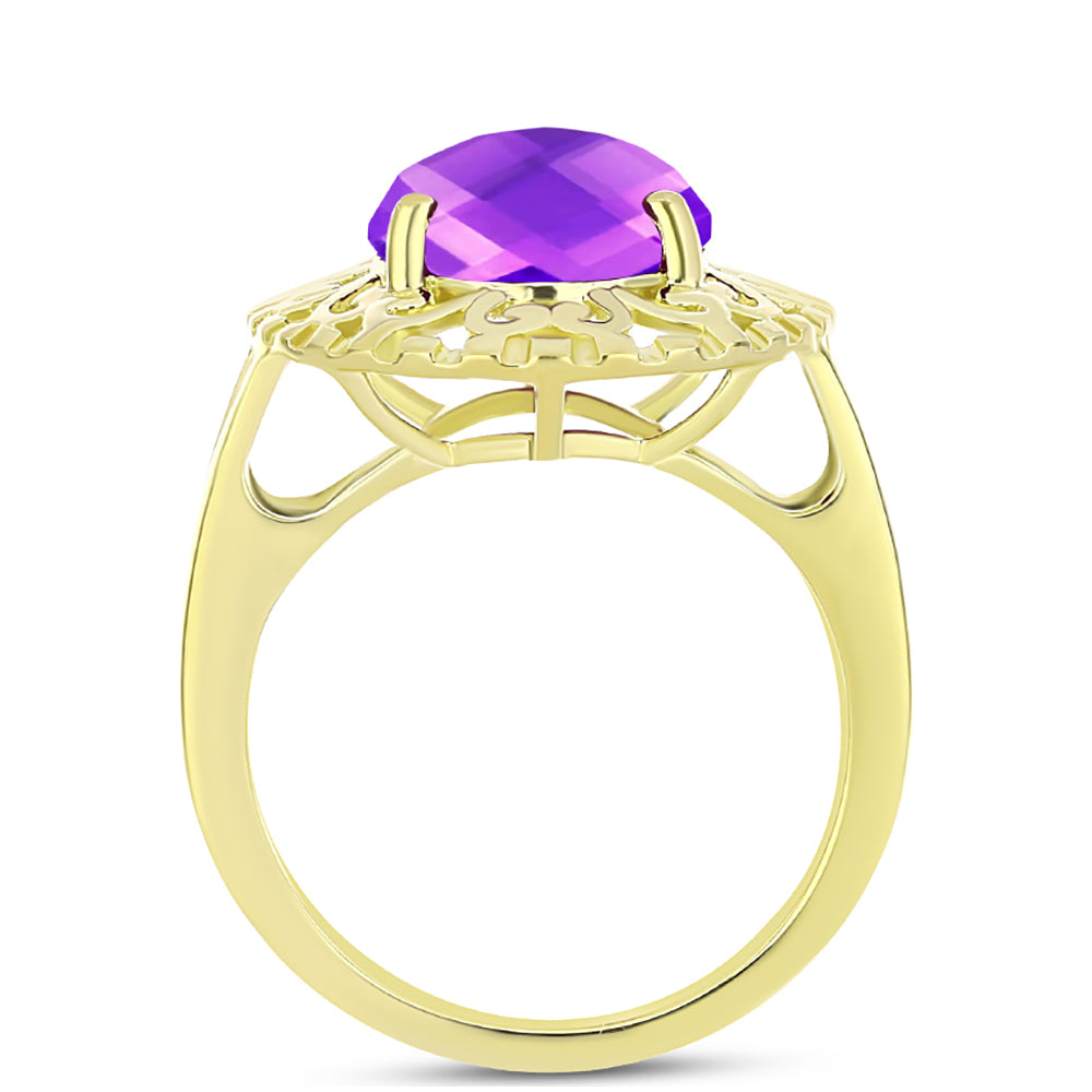 Inel din Argint 925 Placat cu Aur ( 4.24 grame ) cu Agat Violet 4.71 Carate 2 