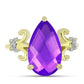 Inel din Argint 925 Placat cu Aur ( 2.67 grame ) cu Agat Violet și Topaz Alb 4.09 Carate