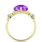Inel din Argint 925 Placat cu Aur ( 2.67 grame ) cu Agat Violet și Topaz Alb 4.09 Carate