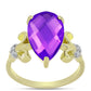 Inel din Argint 925 Placat cu Aur ( 2.67 grame ) cu Agat Violet și Topaz Alb 4.09 Carate