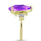 Inel din Argint 925 Placat cu Aur ( 2.67 grame ) cu Agat Violet și Topaz Alb 4.09 Carate
