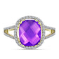 Inel din Argint 925 Placat cu Aur ( 3.57 grame ) cu Agat Violet și Topaz Alb 5.05 Carate