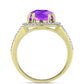 Inel din Argint 925 Placat cu Aur ( 3.57 grame ) cu Agat Violet și Topaz Alb 5.05 Carate