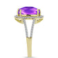 Inel din Argint 925 Placat cu Aur ( 3.57 grame ) cu Agat Violet și Topaz Alb 5.05 Carate