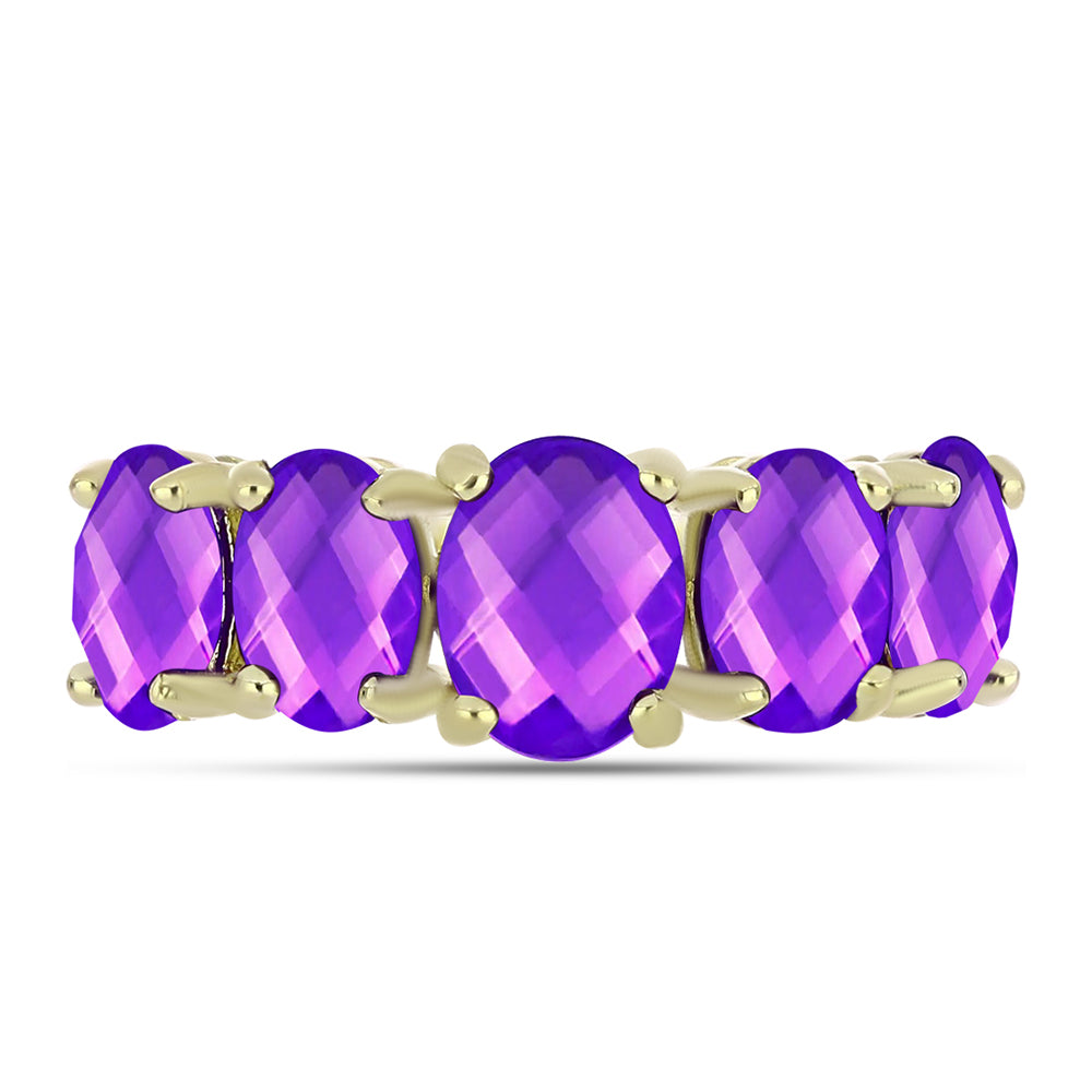 Inel din Argint 925 Placat cu Aur ( 2.59 grame ) cu Agat Violet 3.98 Carate