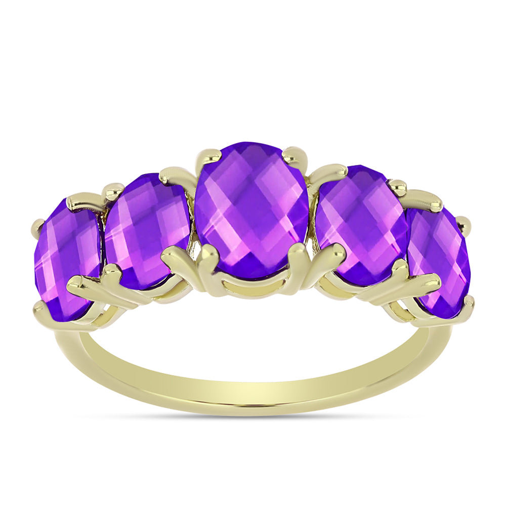 Inel din Argint 925 Placat cu Aur ( 2.59 grame ) cu Agat Violet 3.98 Carate
