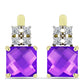 Cercei din Argint 925 Placat cu Aur ( 4.05 grame ) cu Agat Violet și Topaz Alb 4.72 Carate
