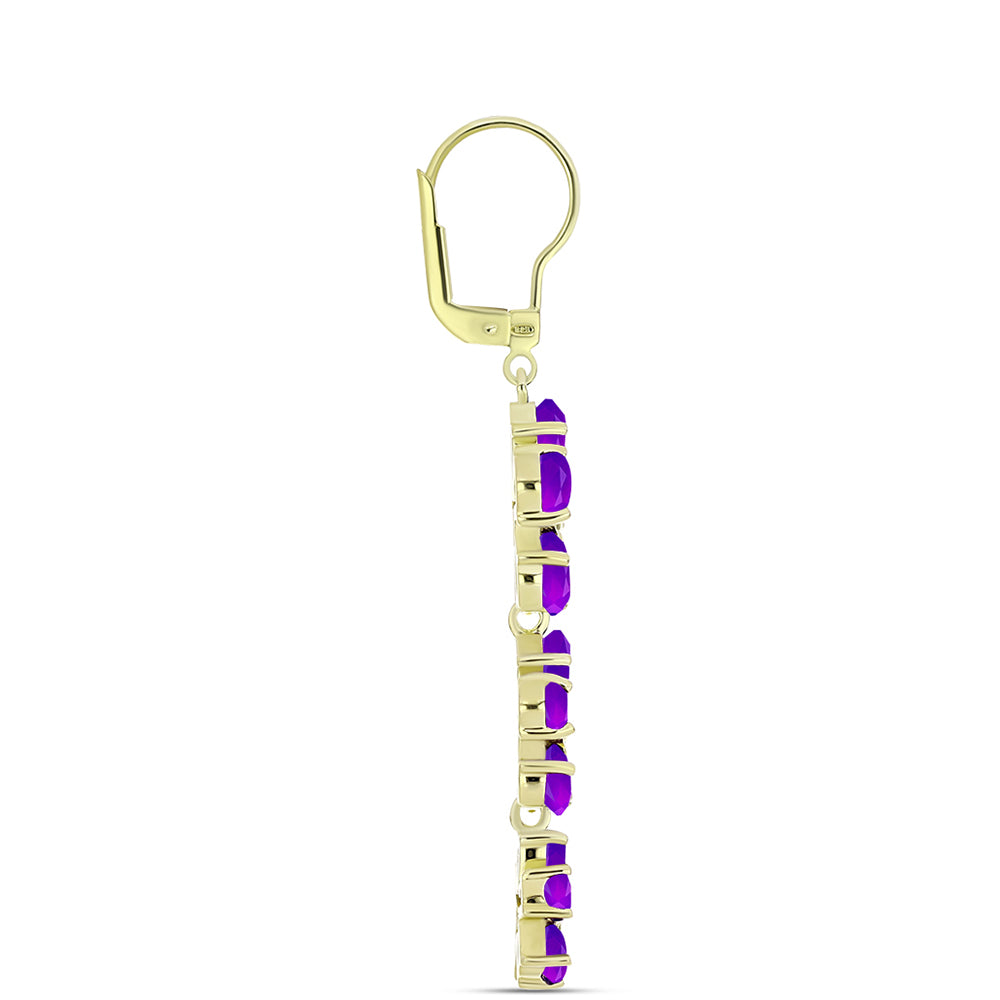 Cercei din Argint 925 Placat cu Aur ( 7.41 grame ) cu Agat Violet și Topaz Alb 7.25 Carate 2 
