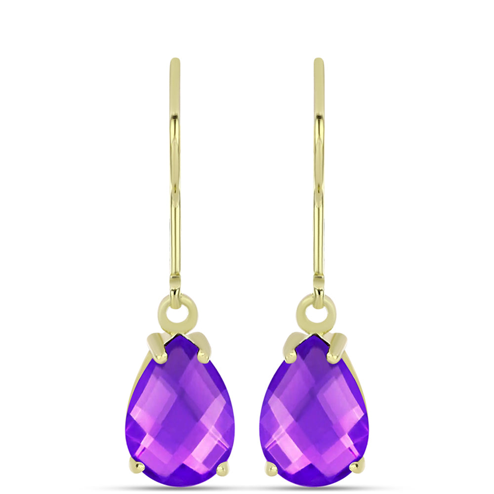 Cercei din Argint 925 Placat cu Aur ( 1.76 grame ) cu Agat Violet 3.51 Carate