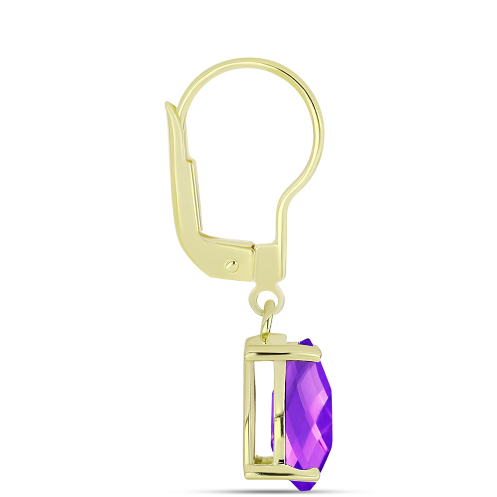 Cercei din Argint 925 Placat cu Aur ( 1.76 grame ) cu Agat Violet 3.51 Carate 4 